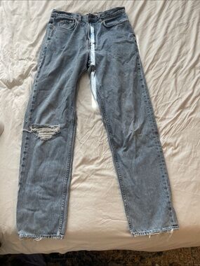 Men's Light Blue Distressed GAP Straight-Leg Jeans